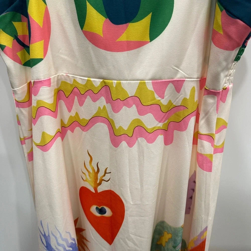 Colorful Maxi Dress with Heart Design Large - Picture 2 of 4